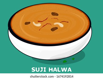 Sooji Halwa Indian Punjabi Food Vector