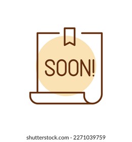 Soon plate color line icon. Website banner. Download process. System update.