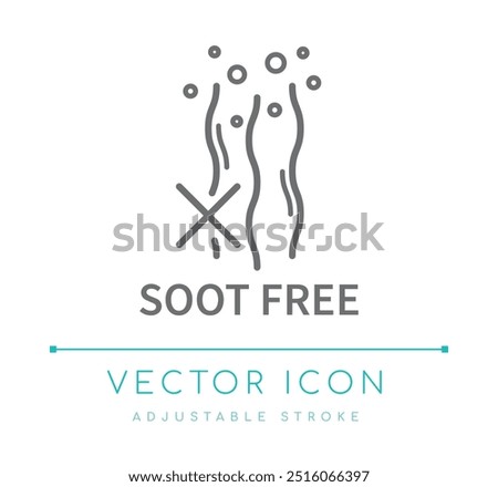 Soot Free vector line icon for candles ensures minimal residue and cleaner burning, highlighting eco-friendly, non-toxic options that promote a healthier environment and better indoor air quality.