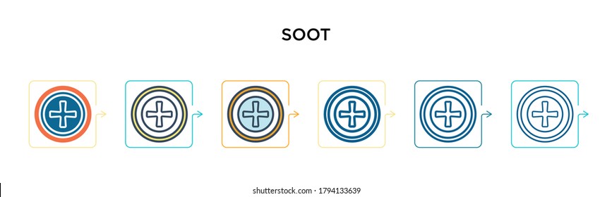 Soot vector icon in 6 different modern styles. Black, two colored soot icons designed in filled, outline, line and stroke style. Vector illustration can be used for web, mobile, ui