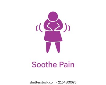 Soothe Pain Vector Icon, Stomach Pain Icon, Flat Vector Icon 