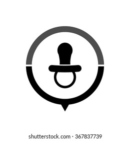 Soother - black vector icon; map pointer;  message bubble