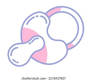 Soother For Children, Isolated Baby Sucker Made Of Plastic Handle And Silicone. Icon Of A Pacifier For Newborns And Toddlers. Childcare And Childhood Items, Pink Toy For Girl. Vector In Flat Style