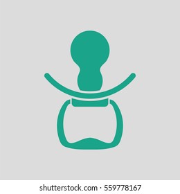 Soother ico. Gray background with green. Vector illustration.