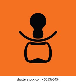 Soother ico. Orange background with black. Vector illustration.