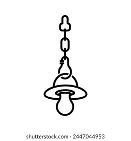 Sooter-Symbol. Schnuller mit schwarzer Linie. Vektorillustration flaches Design isoliert auf weißem Hintergrund. Piktogramm der Brustwarze. Spielzeug eines Kindes.