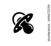 Soother icon. Black silhouette pacifier isolated on white background. Vector illustration flat design. Nipple pictogram. Toy of a child.