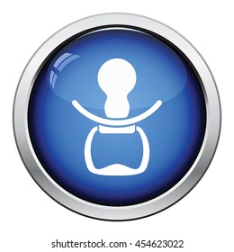 Soother icon. Glossy button design. Vector illustration.