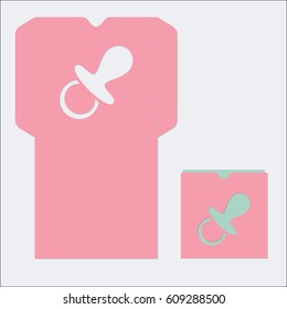 soother.  Laser cutting template. Vector scheme of laser cutting and printing. Envelope for cards or invitations.