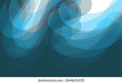 Soothing Blue Wave Abstract Background , Soft Flowing Shapes in Aqua and Navy Tones