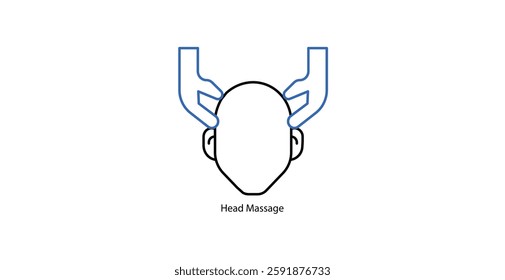 Soothing Head Massage Icons, Stress Relief and Relaxation Therapy