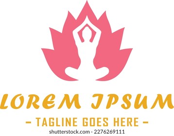 A soothing logo design featuring the silhouette of a woman in a yoga pose with a butterfly and flower, representing growth, transformation, and renewal