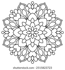 design de mandala calmante para livro de coloração, design de tatuagem e hena, design de mandala para adultos e crianças livro de coloração
