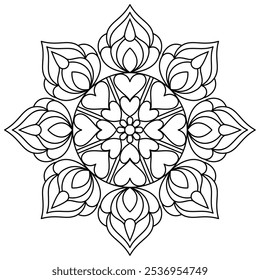 design de mandala calmante para livro de coloração, arte de parede, hena e design de tatuagem, arte de mandala exclusiva para adultos e crianças livro de coloração
