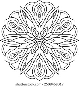 Soothing Mandala on White Background: A Relaxing Adult Coloring Page, Mandala