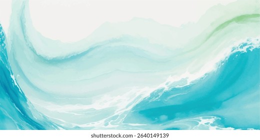 A soothing ocean-inspired watercolor painting in gentle blue and green shades. Abstract and flowing, ideal for relaxing visuals and branding.
