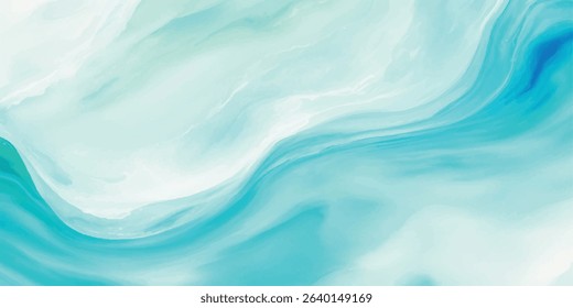A soothing ocean-inspired watercolor painting in gentle blue and green shades. Abstract and flowing, ideal for relaxing visuals and branding.
