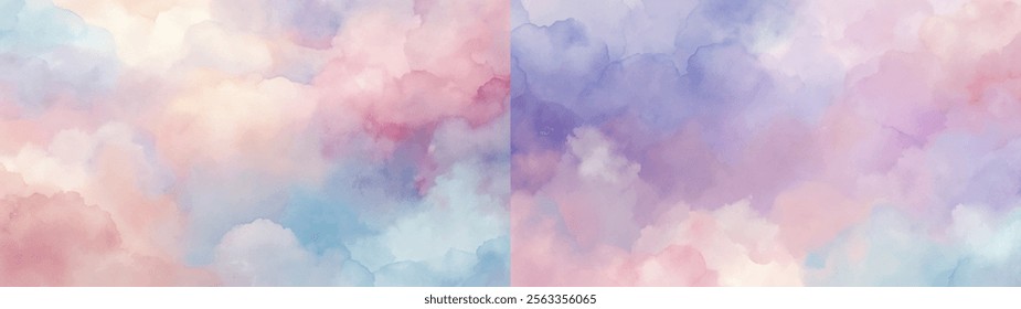 A soothing palette of pastel colors in cloud formations offers a tranquil backdrop for creativity.