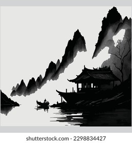 Soothing and Serene Muted Chinese Ink Art: A Gallery of Calming and Meditative Artwork