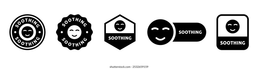 Soothing - vector icons for skincare products labeling.