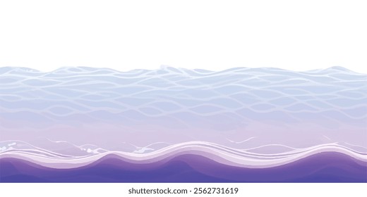 Soothing Water Waves in Purple White: A calm and abstract watercolor ocean wave design featuring gentle purple and white tones, ideal for a soft, tranquil background for any project."
