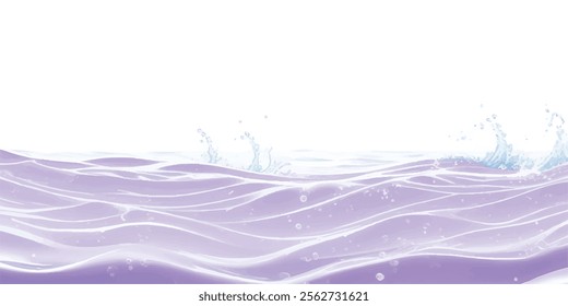 Soothing Water Waves in Purple White: A calm and abstract watercolor ocean wave design featuring gentle purple and white tones, ideal for a soft, tranquil background for any project."
