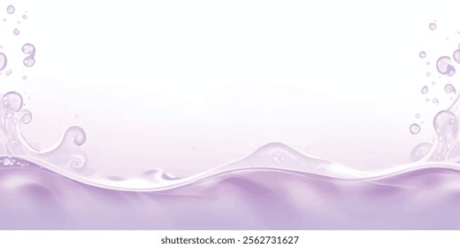 Soothing Water Waves in Purple White: A calm and abstract watercolor ocean wave design featuring gentle purple and white tones, ideal for a soft, tranquil background for any project."
