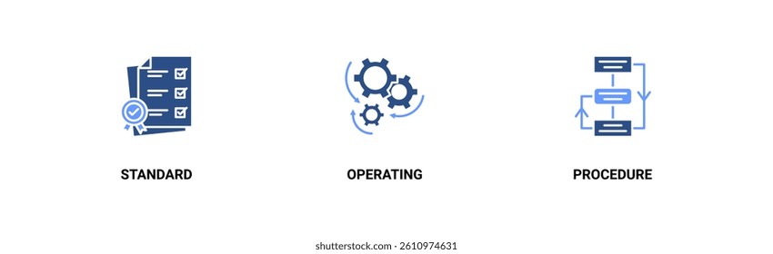 SOP banner web icon vector illustration concept with icon of standard, operating, procedure