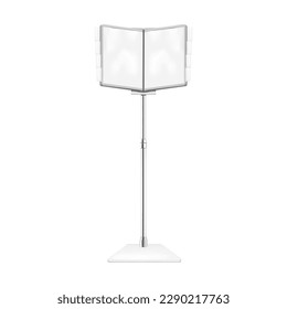 Sop display floor stand vector mockup. Information panel with tabbed folder realistic mock-up. Template for design