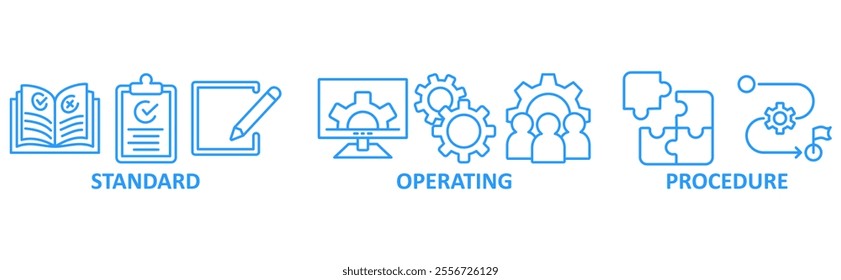 SOP icon set illustration concept with icon of standard, operating, procedure