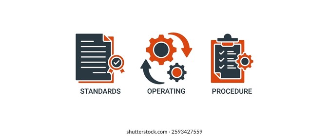 SOP icon set vector illustration concept for standard operating procedure with an icon of instruction, quality, manual, process, operation, sequence, workflow, iteration and puzzle icons solid.