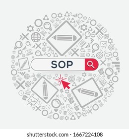 SOP mean (standard operating procedure) Word written in search bar ,Vector illustration.