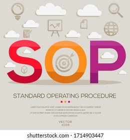 SOP mean (standard operating procedure) ,letters and icons,Vector illustration.
