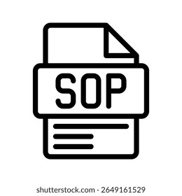Icono de esquema de SOP. Icono de esquema SOP de procedimiento operativo estándar para documentación, control de procesos y eficiencia operativa.