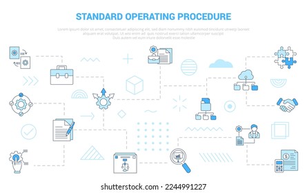 sop standard operating procedure concept with icon set template banner with modern blue color style