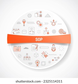 sop standard operating procedure concept with icon concept with round or circle shape for badge