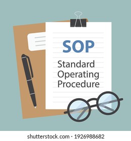 SOP Standard Operating Procedure document text - vector illustration