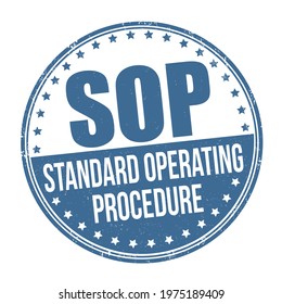 SOP ( Standard Operating Procedure )grunge rubber stamp on white background, vector illustration