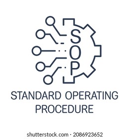 Sop, standard operating procedure . Vector linear icon isolated on white background.