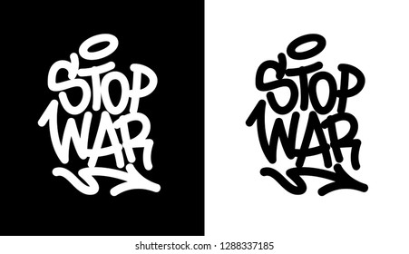 Sop war. Graffiti tag in black over white, and white over black. Vector illustration.