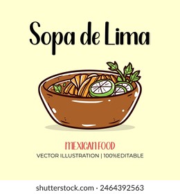 Sopa de lima mexikanische Vektorillustration für Lebensmittel