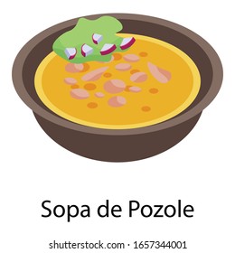 Sopa de pozole icon. Isometric of sopa de pozole vector icon for web design isolated on white background