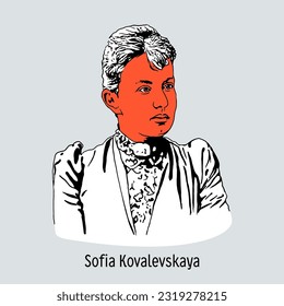 Sophia Kovalevskaya was a Russian mathematician and mechanic. The world's first woman professor of mathematics. Hand-drawn vector illustration.