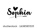 Sophia name text word with love heart hand written for logo typography design template. Can be used for a business logotype