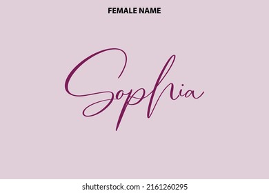 Sophia Text Calligraphy Girl English Name on Pink Background