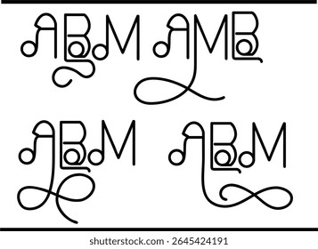 Sophisticated ABM Calligraphy Monogram - Artistic Lettering Logo