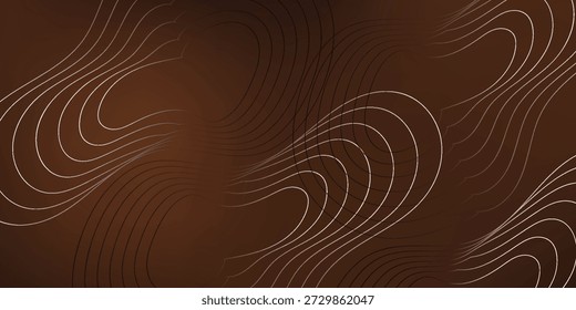 Um plano de fundo abstrato sofisticado com uma paleta de cores marrom rica, adornado com linhas graciosas e fluidas que criam uma sensação de movimento e profundidade.