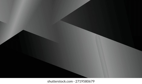 Una sofisticada composición abstracta muestra planos geométricos que se cruzan en diferentes tonos de gris metálico y negro profundo, resaltados por sutiles Gradientes que crean una sensación de profundidad y pulido