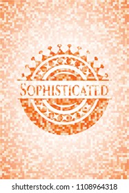  Sophisticated abstract emblem, orange mosaic background