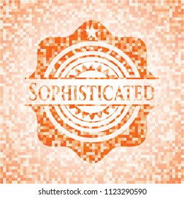 Sophisticated abstract emblem, orange mosaic background